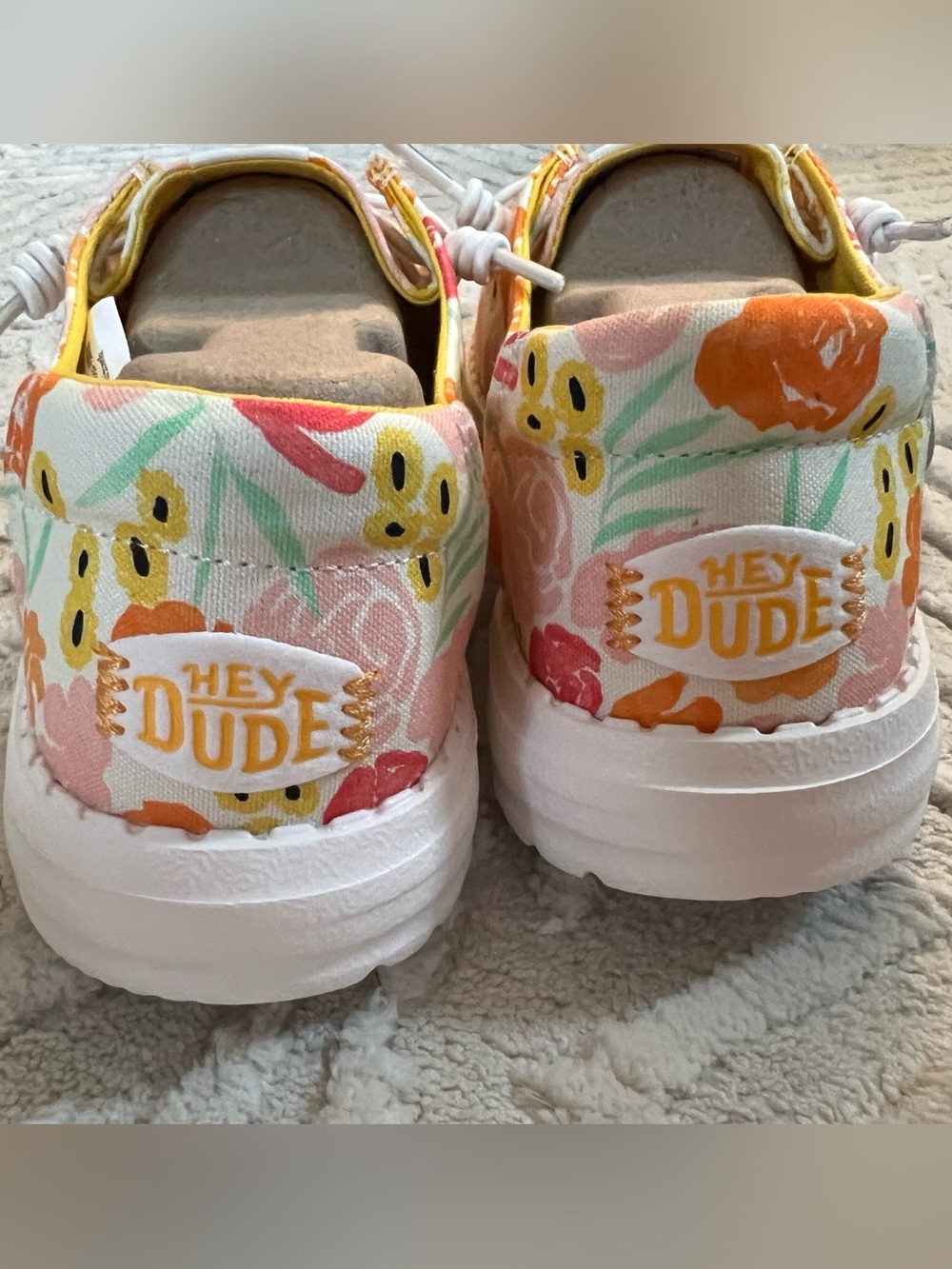Hey Dude Wendy Watercolor Floral Sneakers (Yellow, Pink & Orange) Women’s Size 9 - Picture 4 of 7